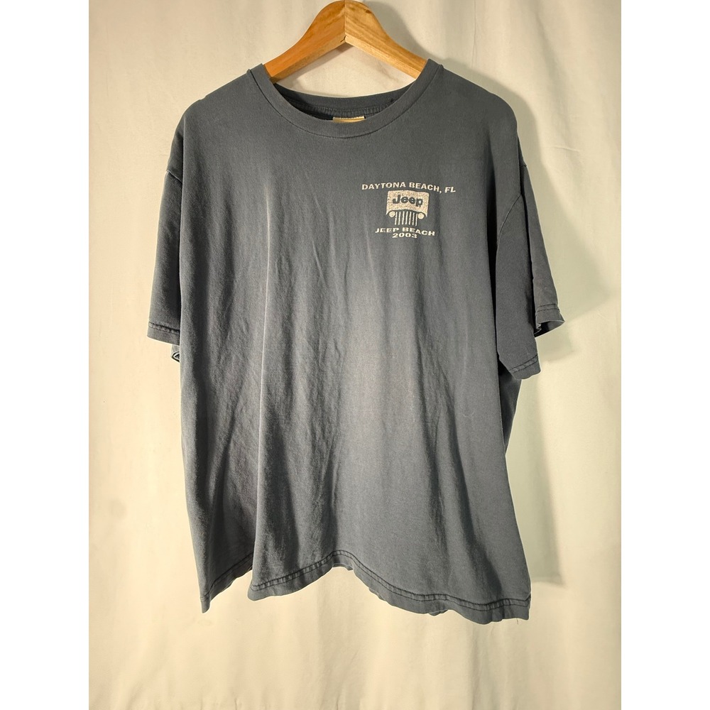 Vintage Jeep Beach 2003 Daytona Beach T-Shirt XL Faded Navy Blue Sun Surf Sand
